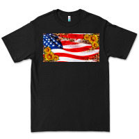 Black usa flag and sunflower license plate Premium Tee - HRA Design Shop
