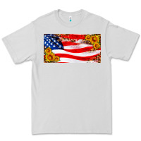 Dove Grey usa flag and sunflower license plate Premium Tee - HRA Design Shop