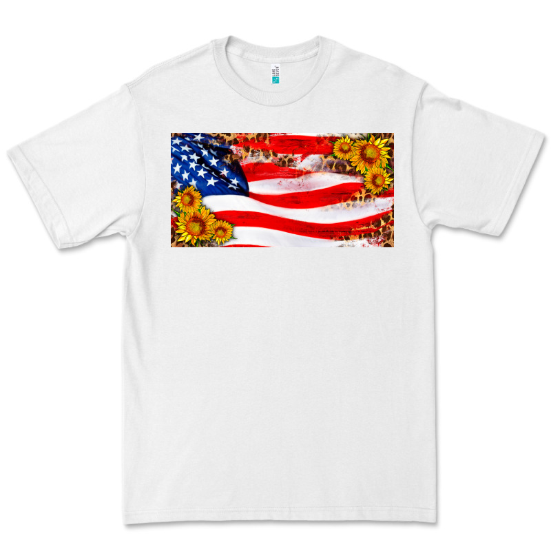 Usa Flag And Sunflower License Plate Premium Tee by HRA Design Shop | Teevron