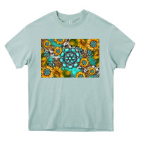 Western Turquoise And Sunflowers Skinny Metal Can Holder Heavy Core Tee | Teevron