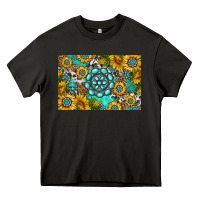 Asphalt western turquoise and sunflowers skinny metal can holder Heavy Core Tee - HRA Design Shop