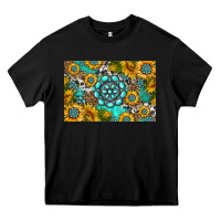 Black western turquoise and sunflowers skinny metal can holder Heavy Core Tee - HRA Design Shop