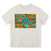 Cream western turquoise and sunflowers skinny metal can holder Heavy Core Tee - HRA Design Shop
