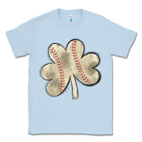 Dusty Blue baseball distressed shamrock Classic Tee - MaliasSmallBusiness