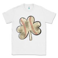 White baseball distressed shamrock Classic Tee - MaliasSmallBusiness