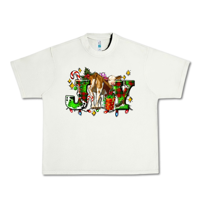 Joy With Baby Cow And Christmas Gifts Mistletoe Urban Heavy Tee by AdoDesignShop | Teevron