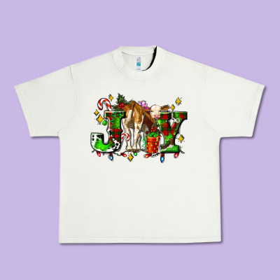 Joy With Baby Cow And Christmas Gifts Mistletoe Urban Heavy Tee Designed By Adodesignshop
