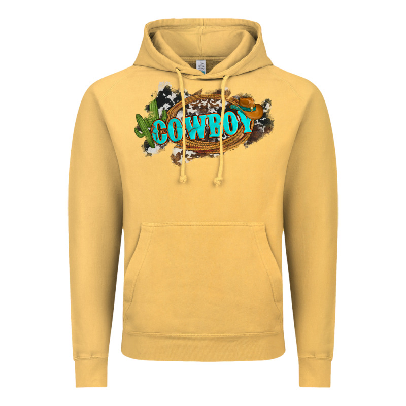 Western Cowboy And Hat With Cactus And Cowhide Vintage Hoodie by Artiststas | Teevron