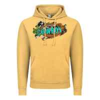 Vintage Mustard western cowboy and hat with cactus and cowhide Vintage Hoodie - Artiststas