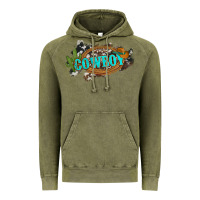 Vintage Olive western cowboy and hat with cactus and cowhide Vintage Hoodie - Artiststas