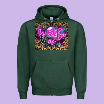 Witchy Af Crystal Ball Zipper Hoodie Designed By Lillyallendesigns