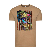 American Flag With Bass Fish Vintage Tee | Teevron
