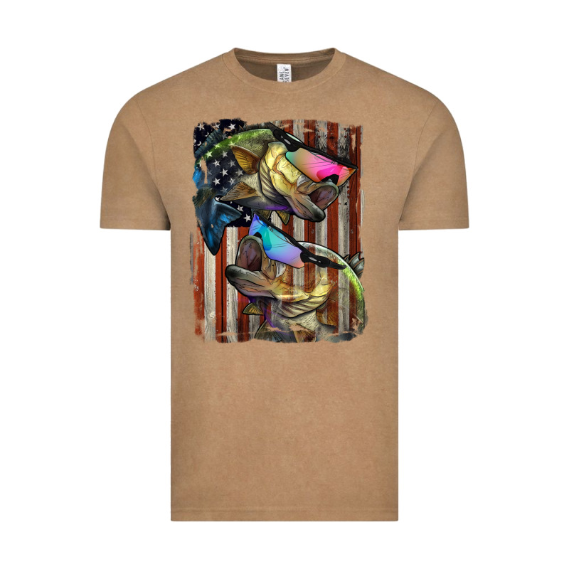 American Flag With Bass Fish Vintage Tee by LillyAllenDesigns | Teevron