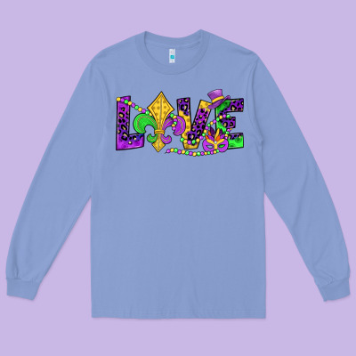 Mardi Gras Love Long Sleeve Tee Designed By Jahusdesignshop