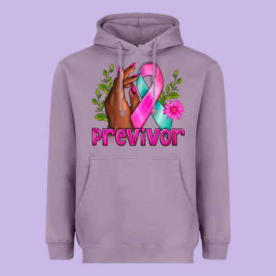 Previvor Breast Cancer Heavyweight Hoodie Designed By Nancycooperartshop