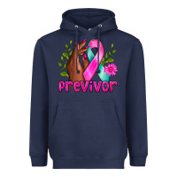 Navy Previvor Breast Cancer Heavyweight Hoodie - NancyCooperArtShop