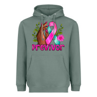 Sage Previvor Breast Cancer Heavyweight Hoodie - NancyCooperArtShop