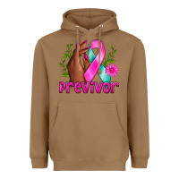 Toasted Coconut Previvor Breast Cancer Heavyweight Hoodie - NancyCooperArtShop