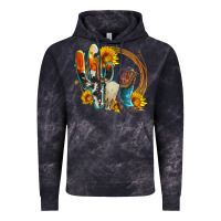 Cloud Black western cactus bullskull and boots with sunflowers and serape leopard Vintage Hoodie - Artiststas