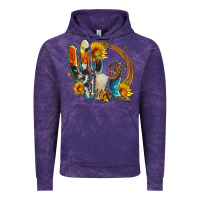 Cloud Purple western cactus bullskull and boots with sunflowers and serape leopard Vintage Hoodie - Artiststas