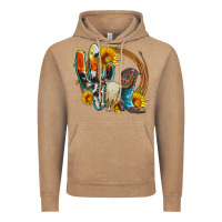 Vintage Coffee western cactus bullskull and boots with sunflowers and serape leopard Vintage Hoodie - Artiststas