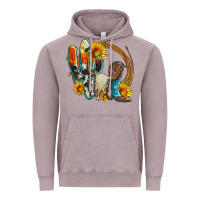 Western Cactus Bullskull And Boots With Sunflowers And Serape Leopard Vintage Hoodie | Teevron