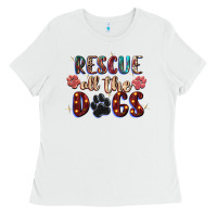 White rescue all the dogs Ladies Tee - Zillion Design Studio