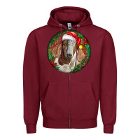 Burgundy Boer Goat Christmas Zipper Hoodie - LillyAllenDesigns