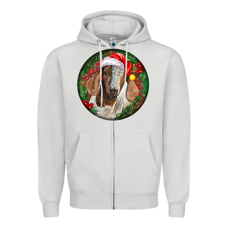 Boer Goat Christmas Zipper Hoodie by LillyAllenDesigns | Teevron