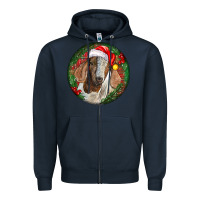 Navy Boer Goat Christmas Zipper Hoodie - LillyAllenDesigns
