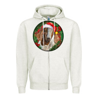 Oatmeal Heather Boer Goat Christmas Zipper Hoodie - LillyAllenDesigns