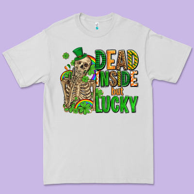 Dead Inside But Lucky  With Skeleton Premium Tee Designed By Adodesignshop