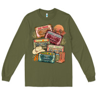 Army Green country cassette tapes Long Sleeve Tee - MaliasSmallBusiness