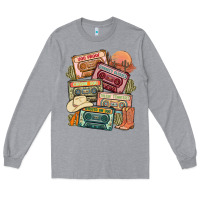 Heather Grey country cassette tapes Long Sleeve Tee - MaliasSmallBusiness