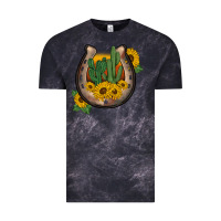 Cloud Black western horseshoe sunflower cactus Vintage Tee - BarkalooDesign