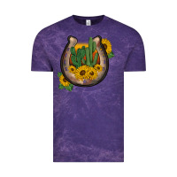 Cloud Purple western horseshoe sunflower cactus Vintage Tee - BarkalooDesign