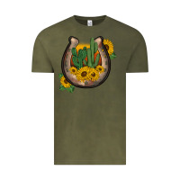 Vintage Olive western horseshoe sunflower cactus Vintage Tee - BarkalooDesign