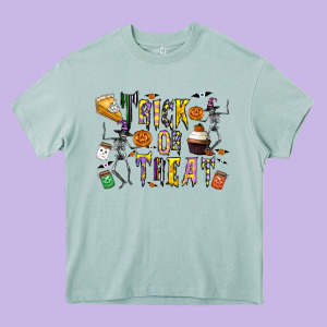 Trick Or Treat Heavy Core Tee Designed By Cowhidedigitalart