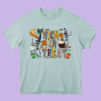 Trick Or Treat Heavy Core Tee Designed By Cowhidedigitalart