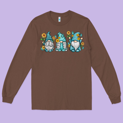 Sunflower Gnomes Long Sleeve Tee Designed By Maliassmallbusiness