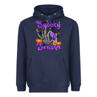 Navy Spooky Season On Heavyweight Hoodie - texasbilliewilder