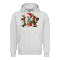 Dove Grey Joy Christmas Goat Zipper Hoodie - LillyAllenDesigns