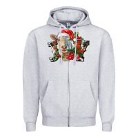 Heather Grey Joy Christmas Goat Zipper Hoodie - LillyAllenDesigns