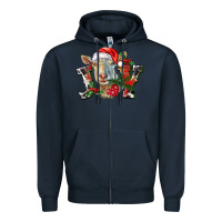 Navy Joy Christmas Goat Zipper Hoodie - LillyAllenDesigns