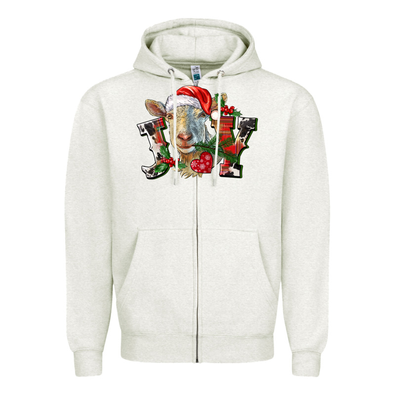 Joy Christmas Goat Zipper Hoodie by LillyAllenDesigns | Teevron