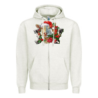 Oatmeal Heather Joy Christmas Goat Zipper Hoodie - LillyAllenDesigns