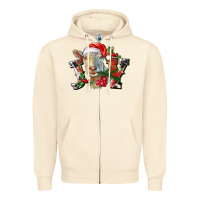 Sandshell Joy Christmas Goat Zipper Hoodie - LillyAllenDesigns