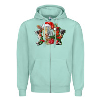 Seafoam Joy Christmas Goat Zipper Hoodie - LillyAllenDesigns