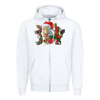 White Joy Christmas Goat Zipper Hoodie - LillyAllenDesigns