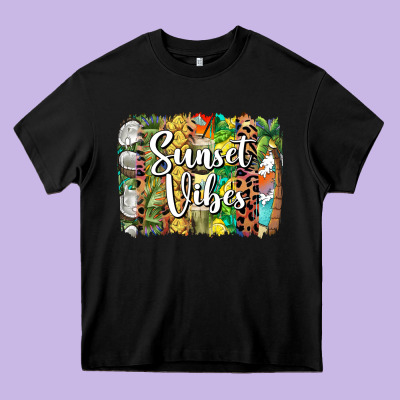 Sunset Vibes Brush Stroke Heavy Core Tee Designed By Barkaloodesign